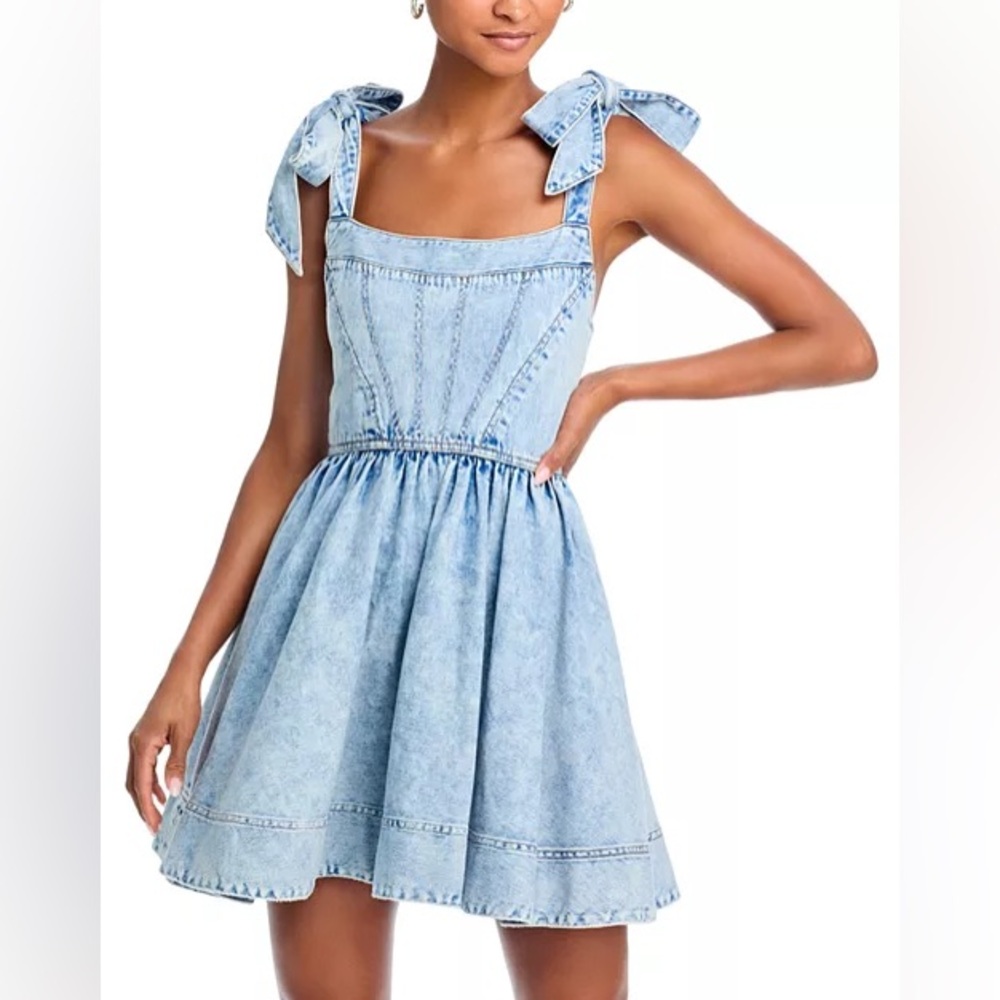 ALICE + OLIVIA AMINA CORSET DENIM DRESS, Size 10, $440 - Picture 12 of 15